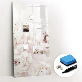 nad-biurko-szklana-tablica-magnetyczna-gratisy-marker-kwiaty-piwonii-60x120
