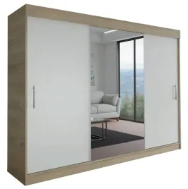 szafa-milan-3d-200-cm-sonoma-biala-1x-lustro-garderoba-z-uchwytem