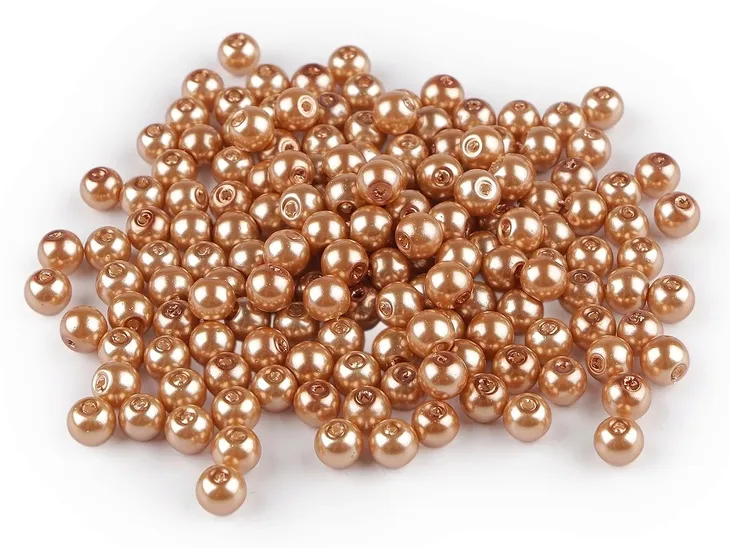 PEREŁKI SZKLANE WOSKOWANE DO BRANSOLETEK HANDMADE ŚREDNI ZŁOTY 6MM 40SZT