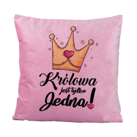 brokatowa-rozowa-poduszka-krolowa-jest-tylko-jedna-40-x-40cm