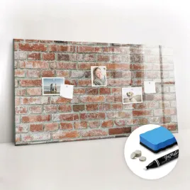 nad-biurko-szklana-tablica-magnetyczna-gratisy-gabka-pisak-cegla-mur-120x60