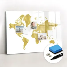 tablica-magnetyczna-suchoscieralna-gratisy-magnesy-zolta-mapa-swiata-100x70