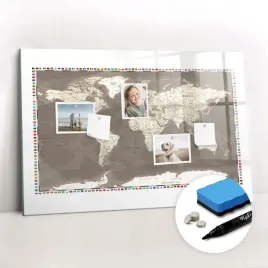 tablica-magnetyczna-szklana-marker-gratisy-brazowa-mapa-swiata-90x60-cm