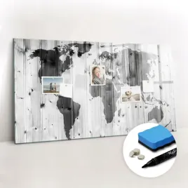 tablica-magnetyczna-szklana-gabka-gratisy-mapa-swiata-na-drewnie-120x60-cm