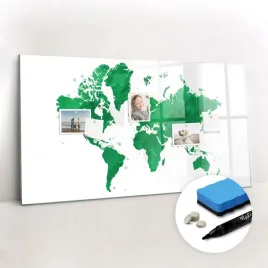 tablica-magnetyczna-szklana-gratisy-marker-zielona-mapa-swiata-120x60-cm