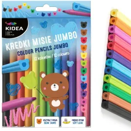 kredki-olowkowe-misie-jumbo-12-kolorow-kidea