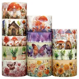 tasmy-dekoracyjne-washi-kovano-13-szt-grzyby-motyle-vintage-diy