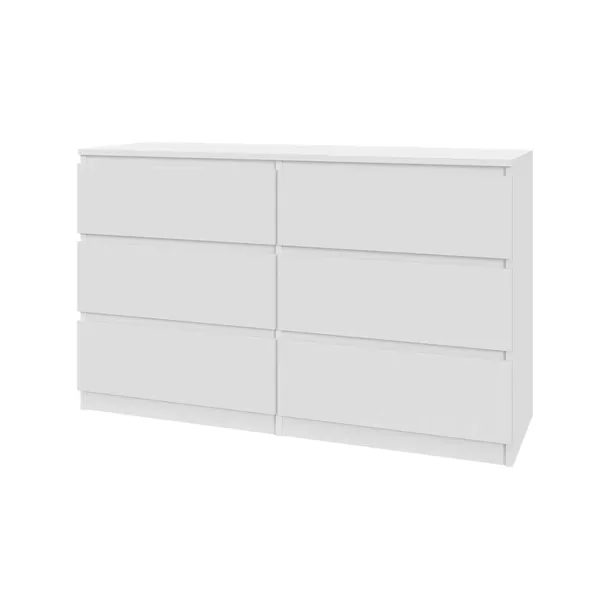 Komoda Aven 120 cm - biała - 6 szuflad - do salonu, sypialni - mat