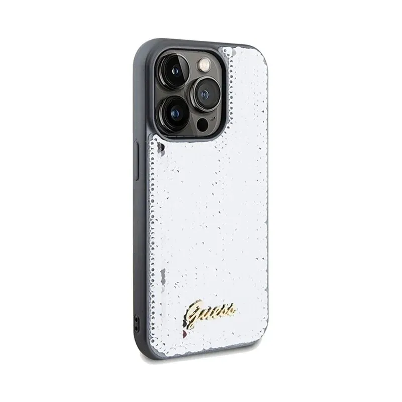 guess-sequin-script-metal-etui-iphone-14-pro-srebrny