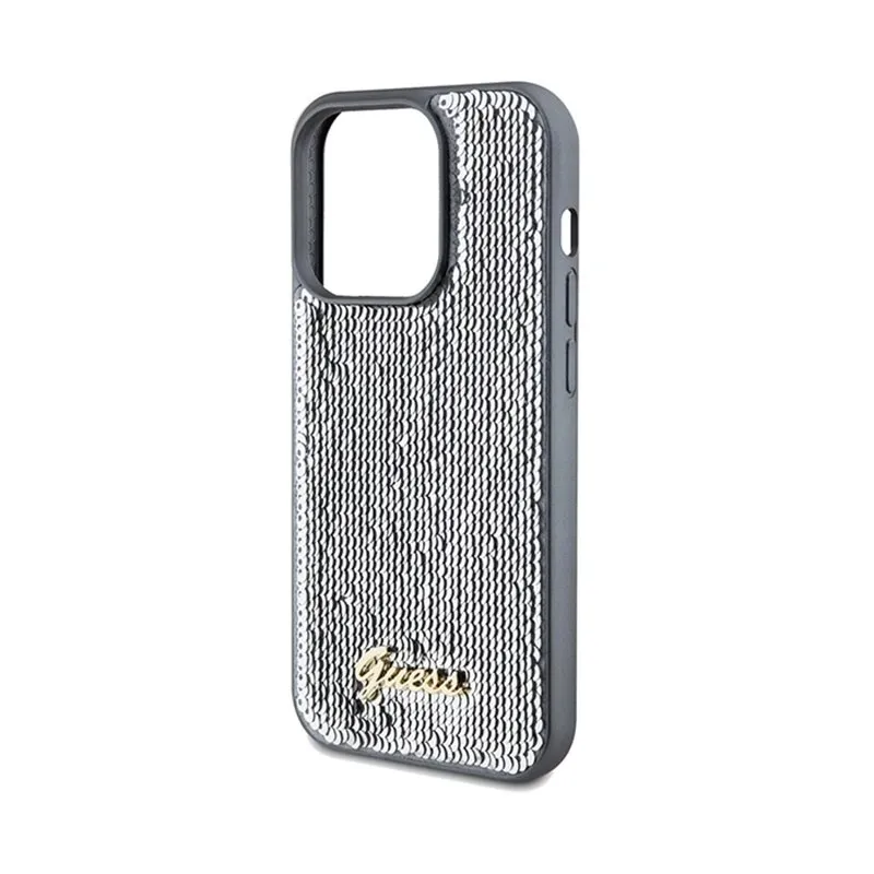 guess-sequin-script-metal-etui-iphone-14-pro-srebrny