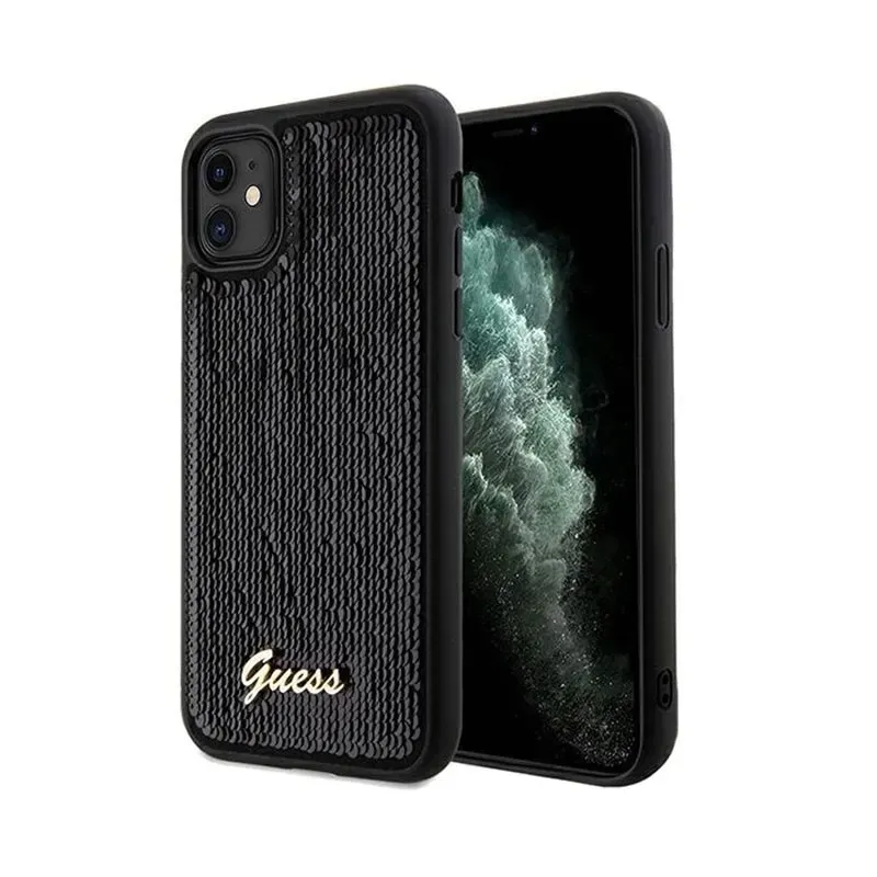 guess-sequin-script-metal-etui-iphone-11-czarny-stan-nowy