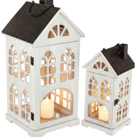 Zdjęcie produktu zestaw 2 szt Lampion drewniany XXL duży komplet lampionów 61cm i 43cm