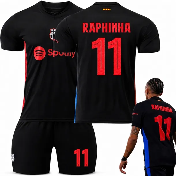 KOMPLET PIŁKARSKI KOSZULKA RAPHINHA FC BARCELONA WSZYSTKIE ROZMIARY