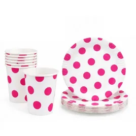 zestaw-talerzyki-i-kubeczki-w-groszki-magenta-polka-dot-24szt