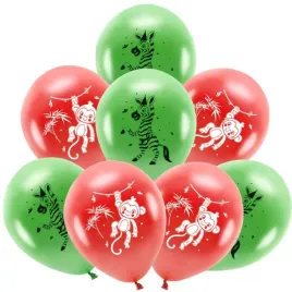 balony-zwierzeta-safari-zielono-czerwony-procos-11-8-szt