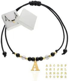 bransoletka-z-literka-litera-agat-kamienie-naturalne-czarno-zlota-srebro925