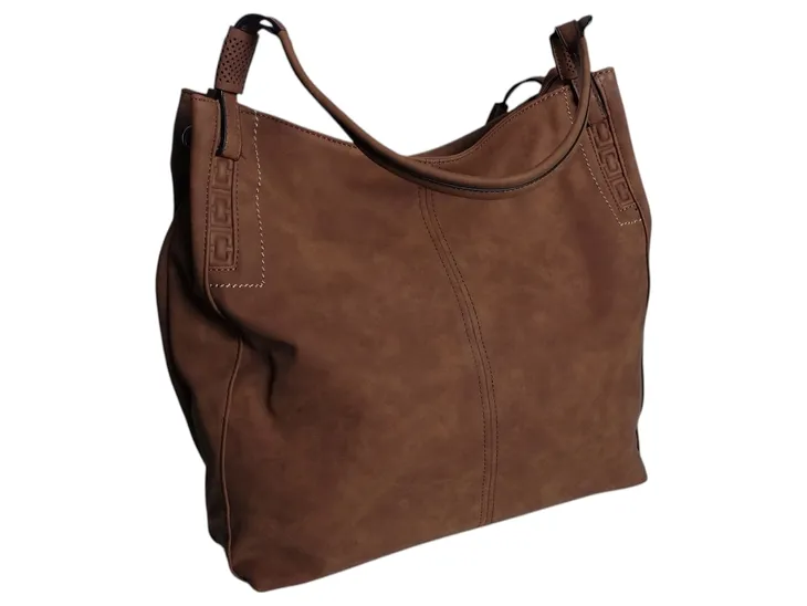 Torebka Damska Zamszowa, Modna Miejska Torba Shopper na Ramię, Brązowy