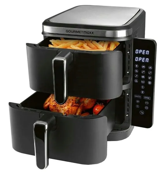 AIRFRYER FRYTKOWNICA PIONOWA BEZTŁUSZCZOWA PODWÓJNA 2800W 12 PROGRAMÓW 10L