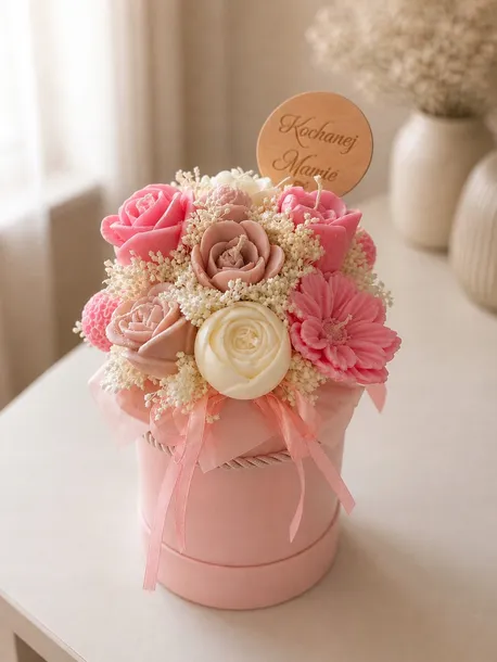 Prezent na Dzień Mamy Bukiet ze Świec Sojowych Flowerbox dla Mamy