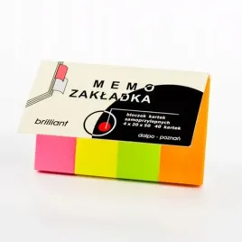 Zdjęcie produktu 12 x Zakładka brilliant 20x50mm w okładce, 4 kolory po 40 kartek