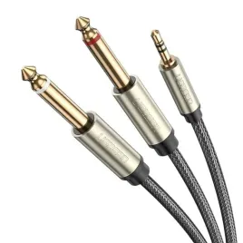 ugreen-mocny-przewod-kabel-audio-1x-trs-3-5mm-do-2x-ts-6-35mm-1m-w-oplocie