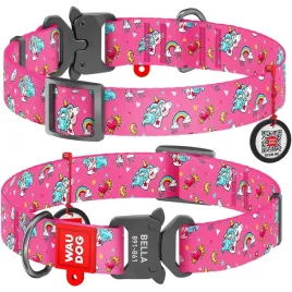 waudog-obroza-nylon-z-qr-jednorozce-m-28-40cm