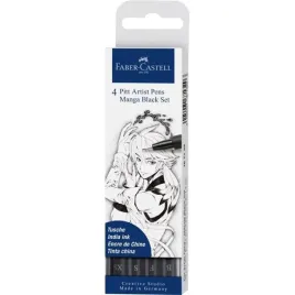 pisaki-faber-castell-pitt-artist-pen-manga-4-sztuki-czarne