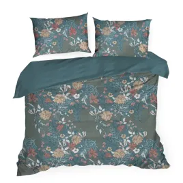 posciel-160x200-turkusowa-bezowa-kwiaty-home-mikrowlokno-70x80x2