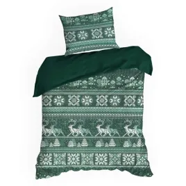 posciel-swiateczna-140x200-70x80-clover-bawelna-ranforce-zielona