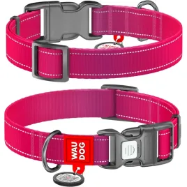 waudog-obroza-nylon-z-qr-mono-rozowa-s-25-35cm