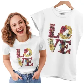 koszulka-t-shirt-damska-z-nadrukiem-love-kwiaty-taliowana-100percent-bawelna