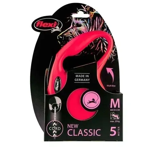 flexi-new-classic-m-linka-5m-20kg-czerwona-stan-nowy