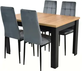 zestaw-4-tapicerowane-krzesla-szary-welur-stol-80x120-rozkladany-dab-craft