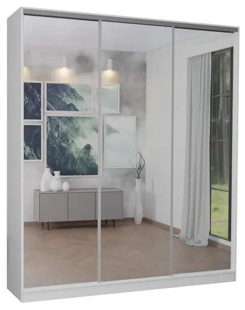 SZAFA 3D 240x250 - WYSOKA - BIAŁA - LUSTRO P