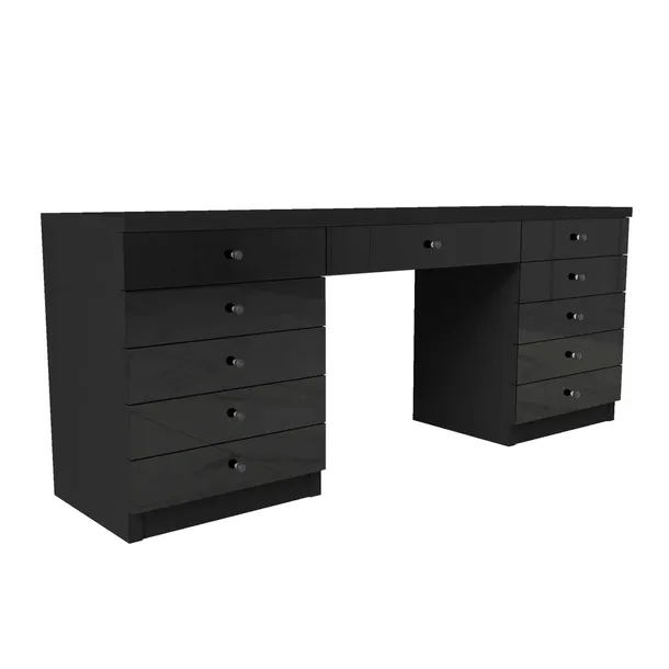CZARNE BIURKO GLAMOUR – SZKLANE CZARNE FRONTY BELLAMIRA BLACK - 200cm