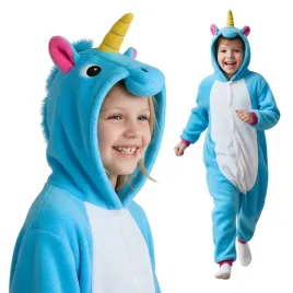 pizama-onesie-kigurumi-kostium-niebieski-jednorozec-dzieci-95-105cm