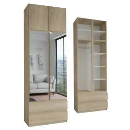 Zdjęcie produktu SZAFA MALAVI 70x242 CM - DĄB SONOMA - SZAFA Z NADSTAWKĄ (2x LUSTRO )
