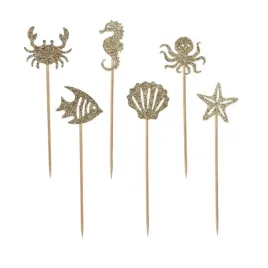 pikery-podwodny-swiat-brokat-zloty-godan-10-cm-6-szt