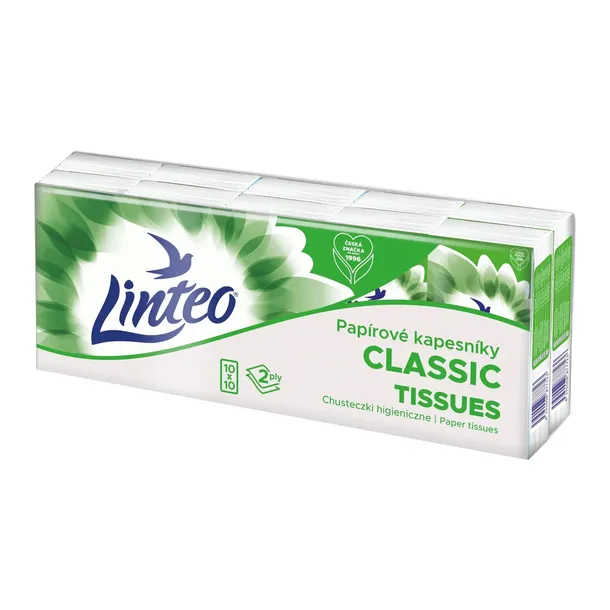 LINTEO Chusteczki Higeniczne 2 Warstwy Bezzapachowe Miękkie 10 szt.