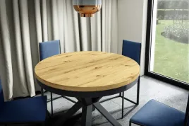 stol-narwik-100-176-okragly-rozkladany-blat-dab-artisan-nogi-czarne-loft