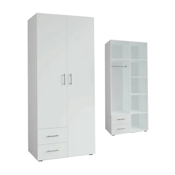 SZAFA MIA 80x192 - BIAŁA - SZAFA UCHYLNA / OTWIERANA Z SZUFLADAMI