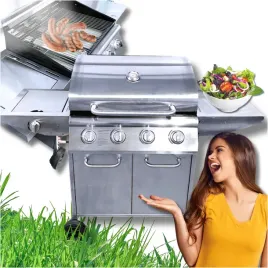 Zdjęcie produktu GRILL Gazowy IOWA Stal Nierdzewna BBQ 5 palnikowy 4+1 na Kółkach 14,5kW