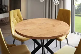stol-edder-100-176-okragly-rozkladany-blat-dab-lancelot-nogi-czarne-loft