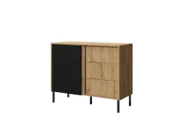 komoda-niska-mia-5-szerokosc-100-cm-dab-odwieczny-czarny-3-szuflady-styl