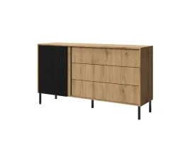 komoda-mia-3-szerokosc-145-cm-dab-odwieczny-czarny-3-szuflady-styl-loftow