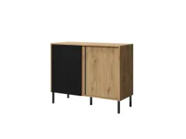 komoda-niska-mia-4-szerokosc-100-cm-dab-odwieczny-czarny-dwudrzwiowa-styl