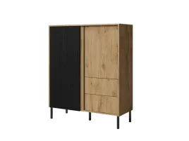 komoda-wysoka-mia-1-szerokosc-100-cm-dab-odwieczny-czarny-2-szuflady-styl