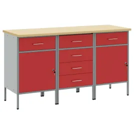 szafka-robocza-3-szt-czerwony-i-szary-150-x-55-x-85-cm