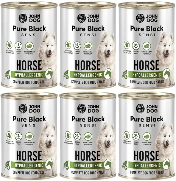 John Dog Pure Black Sensi Horse 6 x 400 g