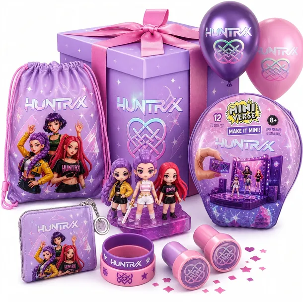 DUŻY ZESTAW HUNTRIX PREZENTOWY XXL 23 ELEMENTY FIGURKI MASKOTKA KLOCKI
